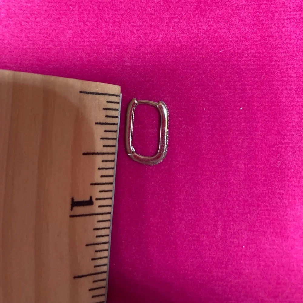 π Sterling Silver U Shape Huggie Hoop Earrings - Picture 4 of 4